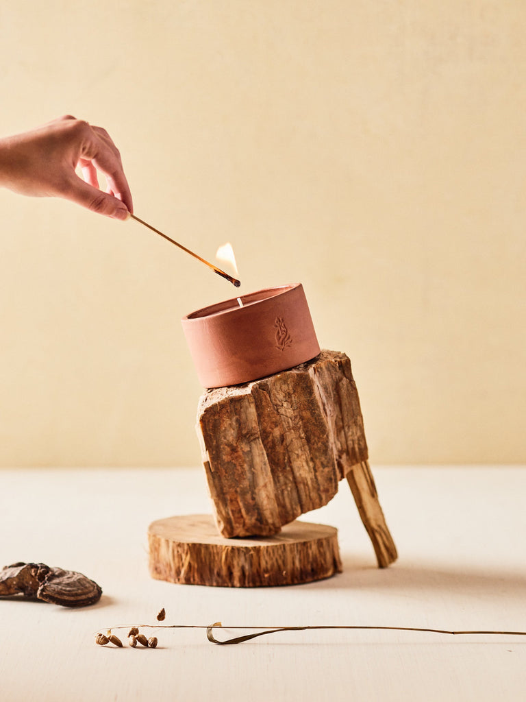 Burning Of The Vines Terracotta Candle