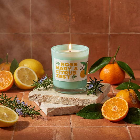 Rosemary & Citrus Zest 10oz Glass - Rewined Market Candle