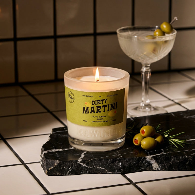 Dirty Martini 10oz Glass - Rewined Martini Candle