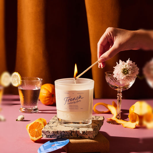 Rewined Cocktail French 75 candle, 10 oz, lit
