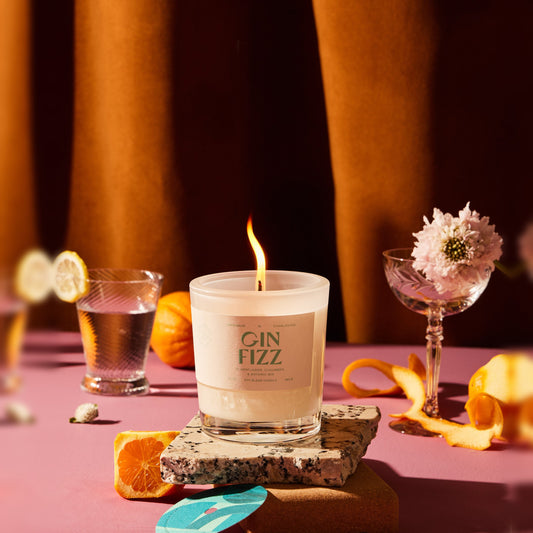 Rewined Cocktail Gin Fizz candle, 10 oz, lit