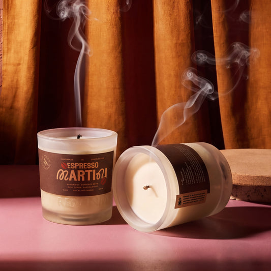 Rewined Martini Espresso Martini candle, 10 oz, lit